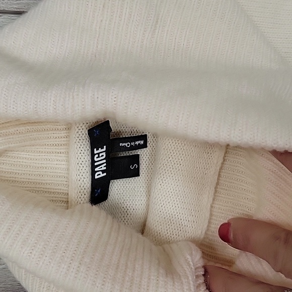 PAIGE Size Small Ivory Raundi Wool Blend Turtleneck Sweater - Picture 6 of 8